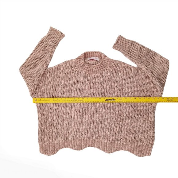 Pomp & Circumstance Oversized Crochet Sweater Peach‎ Cable Knit Soft Warm S/M - Picture 5 of 8